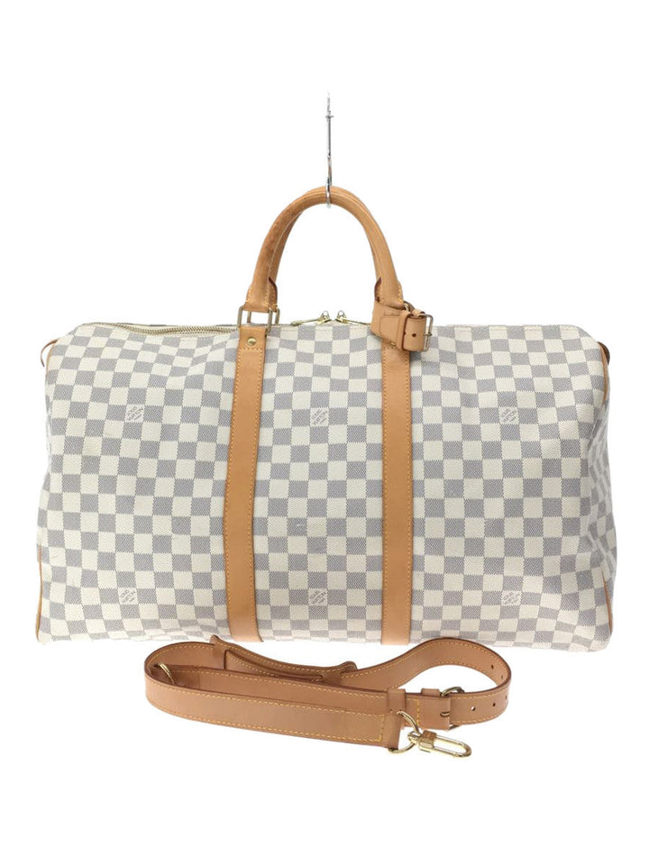 Louis Vuitton Keepall 50 Damier Azur Shoulder Bag White