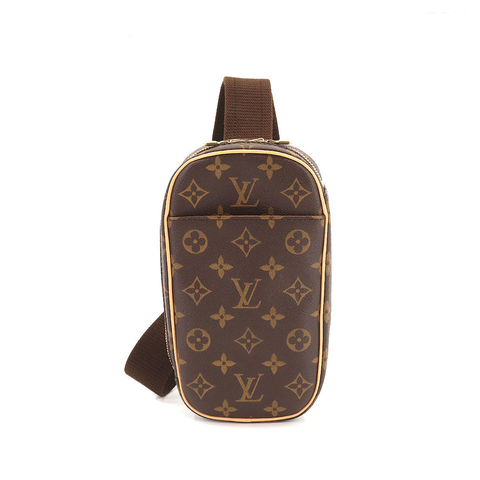 Louis Vuitton Monogram Pochette Gange Body Bag Brown Gold Metal Fittings