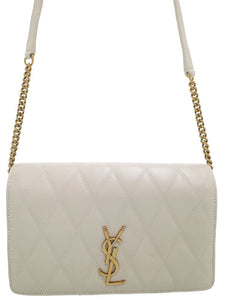 Saint Laurent- Paris Monogram Angie Shoulder Bag Beige Black