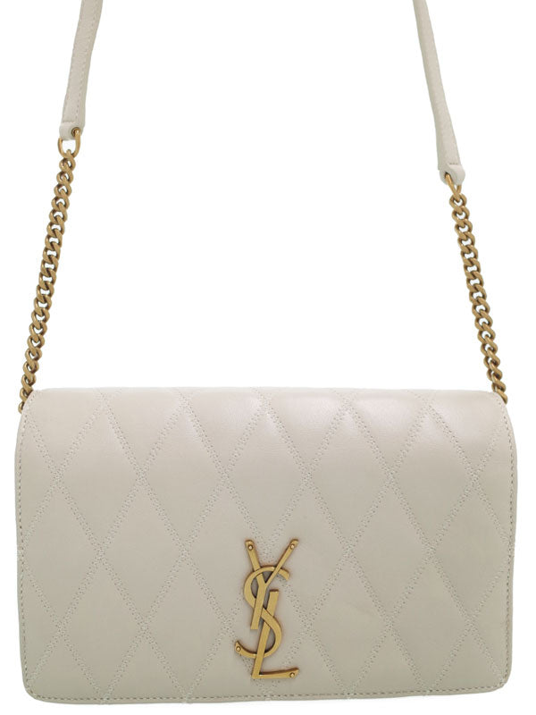 Saint Laurent- Paris Monogram Angie Shoulder Bag Beige Black