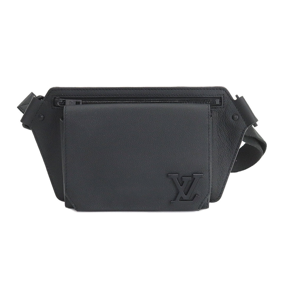 Louis Vuitton Aerogram Takeoff Sling Bum Bag Body Bag Leather Black Metal Fittings