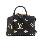 Louis Vuitton Bicolor Monogram Emplant Petit Palais PM Shoulder Bag Black Beige