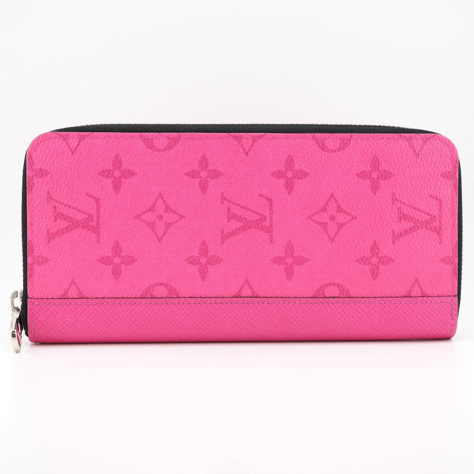Louis Vuitton Zippy Wallet Vertical Coated Canvas Round Zipper Fuchsia Pink