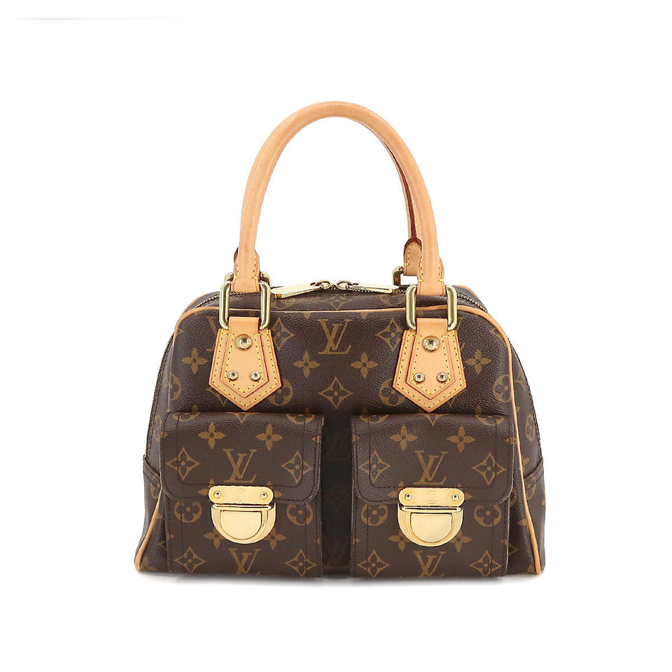 Louis Vuitton  Monogram Manhattan PM Hand Bag Brown Gold Hardware