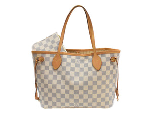 Louis Vuitton Neverfull PM Damier Azur Ivory Coated Canvas Handbag