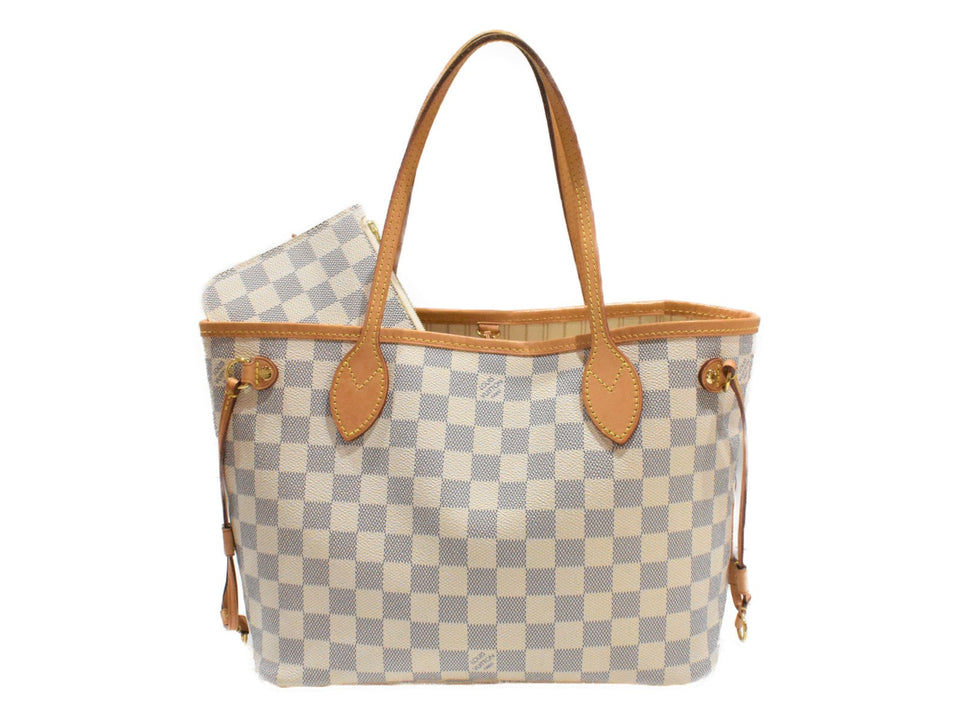 Louis Vuitton Neverfull PM Damier Azur Ivory Coated Canvas Handbag