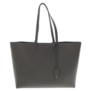 Saint Laurent- Paris Logo Print East Waist Leather Tote Bag Gray