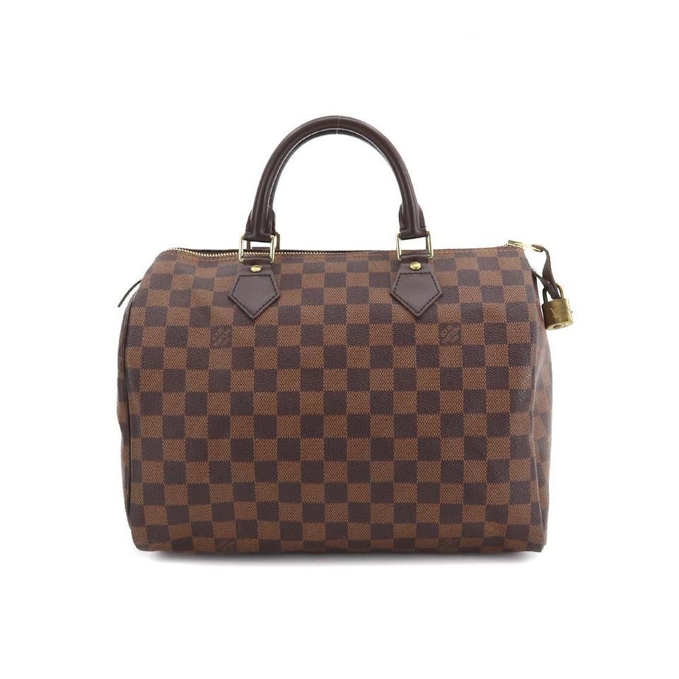 Louis Vuitton Damier Speedy 30 Hand Bag Ebene Brown Gold Hardware