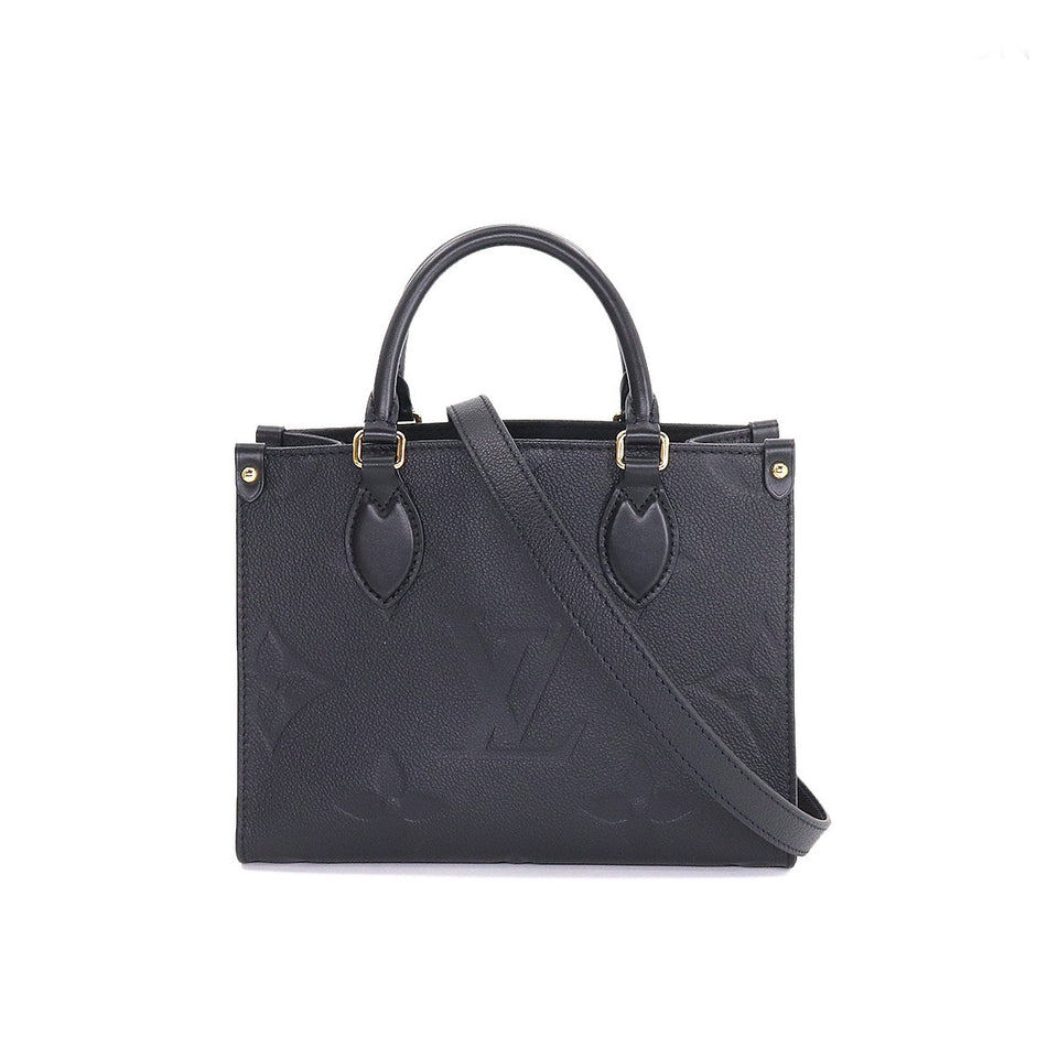 Louis Vuitton Monogram Emplant Onthego PM 2way Tote Shoulder Bag Noir