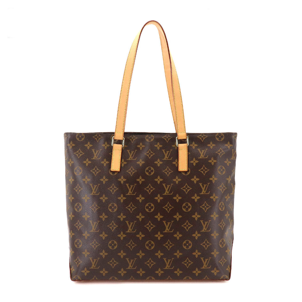 Louis Vuitton Monogram Cabas Mezzo Tote Bag Brown Gold Metal Fittings
