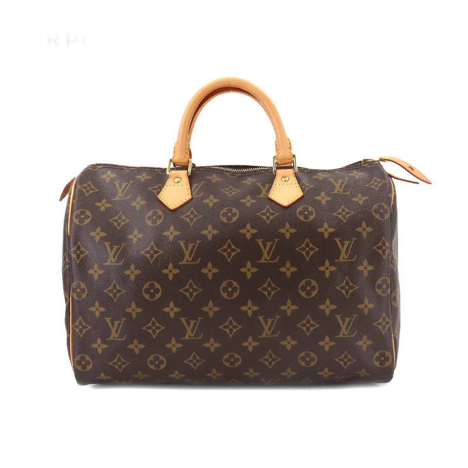 Louis Vuitton Monogram Speedy 35 Hand Bag Brown Gold Hardware