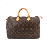 Louis Vuitton Monogram Speedy 35 Hand Bag Brown Gold Hardware