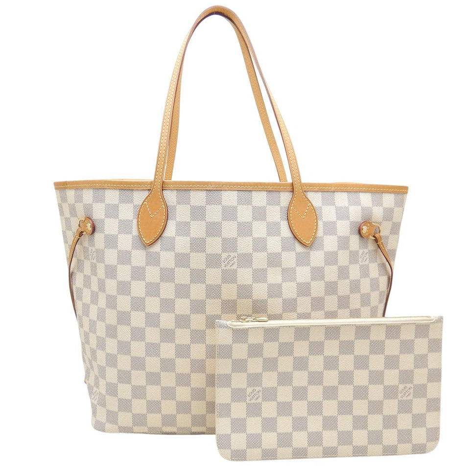 Louis Vuitton Damier Azur Neverfull MM Tote Bag White