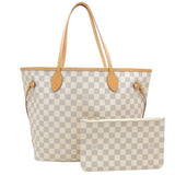 Louis Vuitton Damier Azur Neverfull MM Tote Bag White