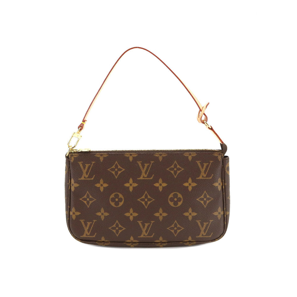 Louis Vuitton Monogram Pochette Accessoires Brown Gold Metal Fittings