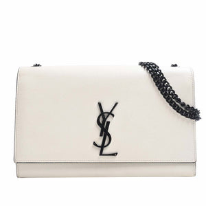 Saint Laurent- Leather Classic Kate Chain Shoulder Bag White/Black