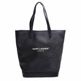 Saint Laurent- Raffia Leather Teddy Tote Bag Black