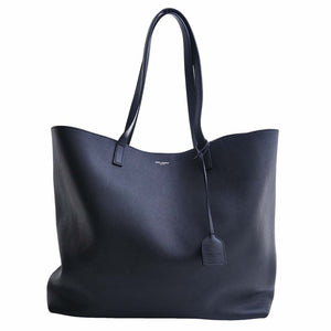 Saint Laurent- Leather Shopping Bag Tote Bag Black