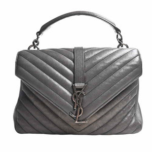 Saint Laurent- Leather College 2way Chain Shoulder Bag Gray