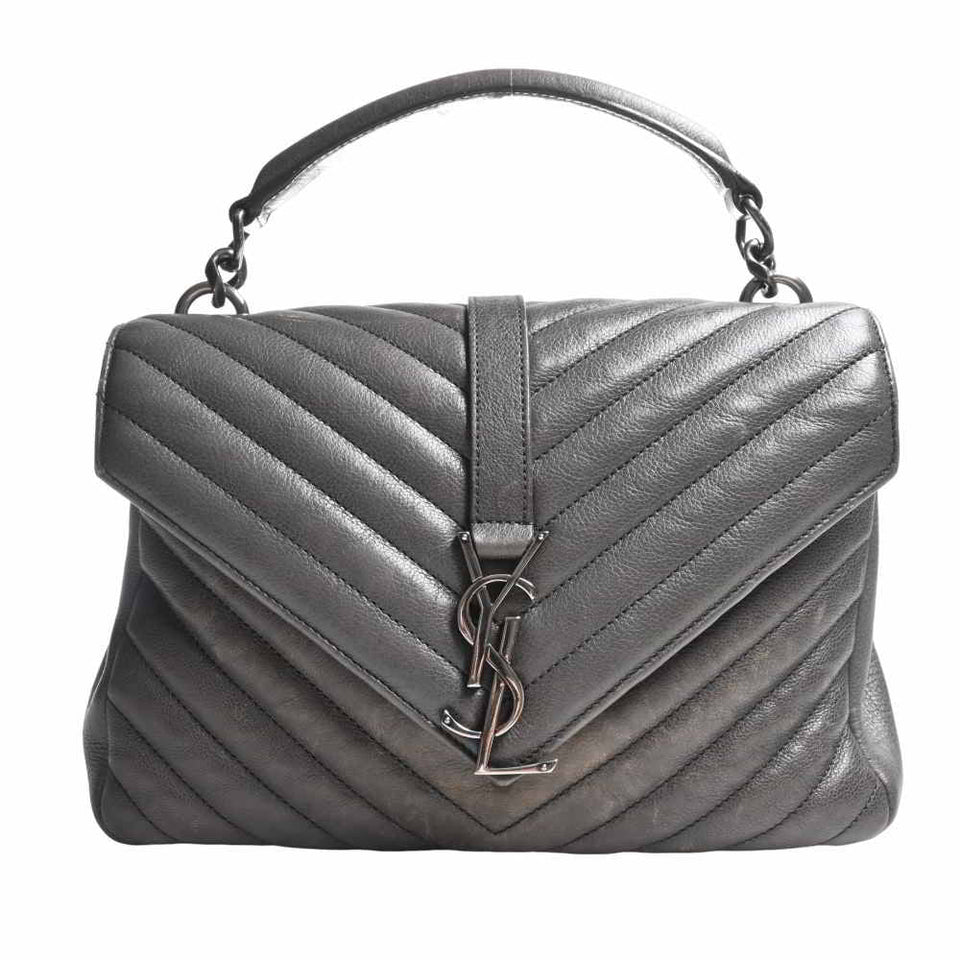 Saint Laurent- Leather College 2way Chain Shoulder Bag Gray