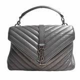 Saint Laurent- Leather College 2way Chain Shoulder Bag Gray