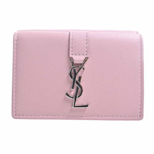 Saint Laurent- Leather Tiny Wallet Tri-fold Compact Wallet Pink