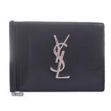 Saint Laurent- Leather Money Clip Bifold Wallet Billfold Black