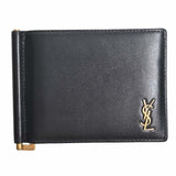 Saint Laurent- Leather Money Clip Bill Clip Wallet Billfold Black