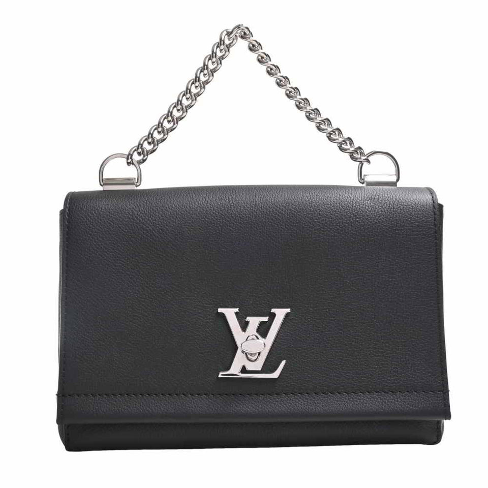 Louis Vuitton Leather LockMe Chain Shoulder Bag Noir Black