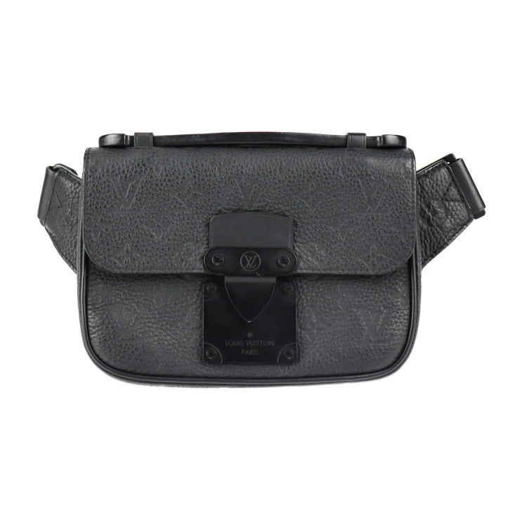 Louis Vuitton S Lock Sling Bag Monogram Waist Bag Taurillon Leather Noir