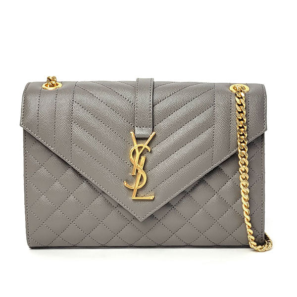 Saint Laurent- Envelope Chain Shoulder Bag Medium Grey