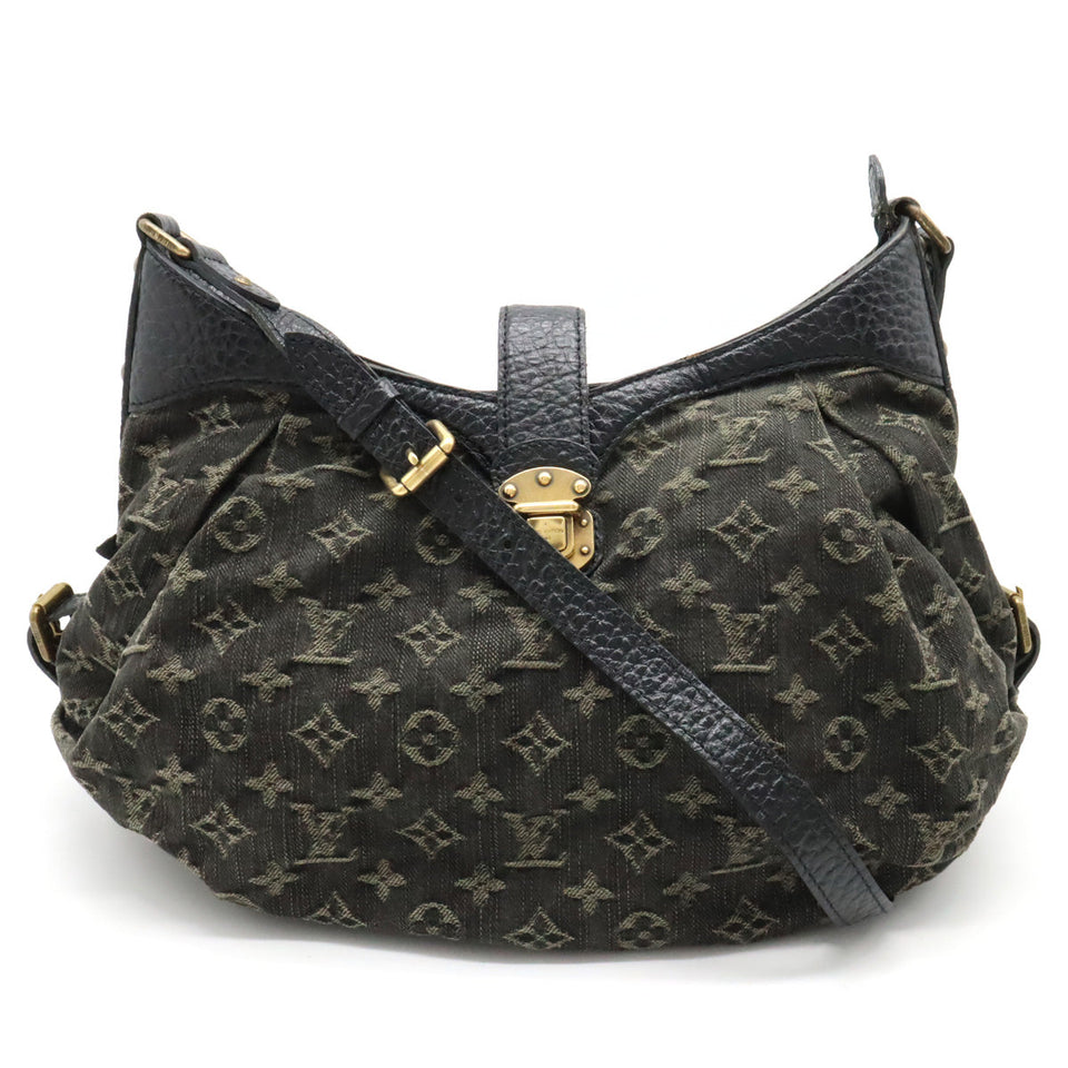 Louis Vuitton Monogram Denim XS Shoulder Bag Diagonal Canvas Leather Black