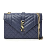 Saint Laurent- Envelope Medium Chain Shoulder Bag Marine Rouge Navy Gold