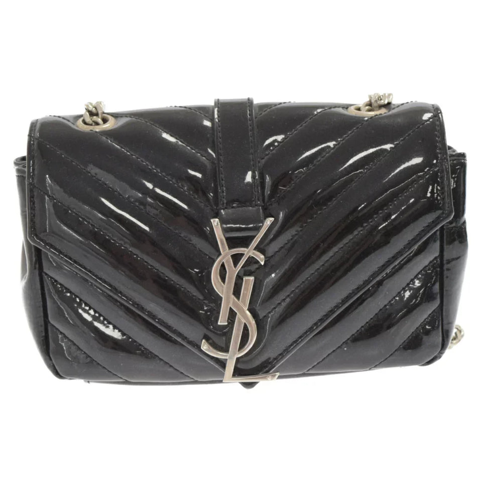 Saint Laurent- Paris Baby Chai Patent Chain Shoulder Bag Black