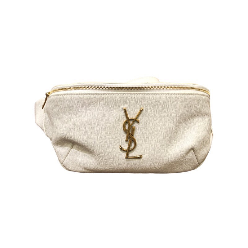 Saint Laurent- Belt Bag Monogram Ivory Gd Hardware Grain Leather Unisex Body Bag