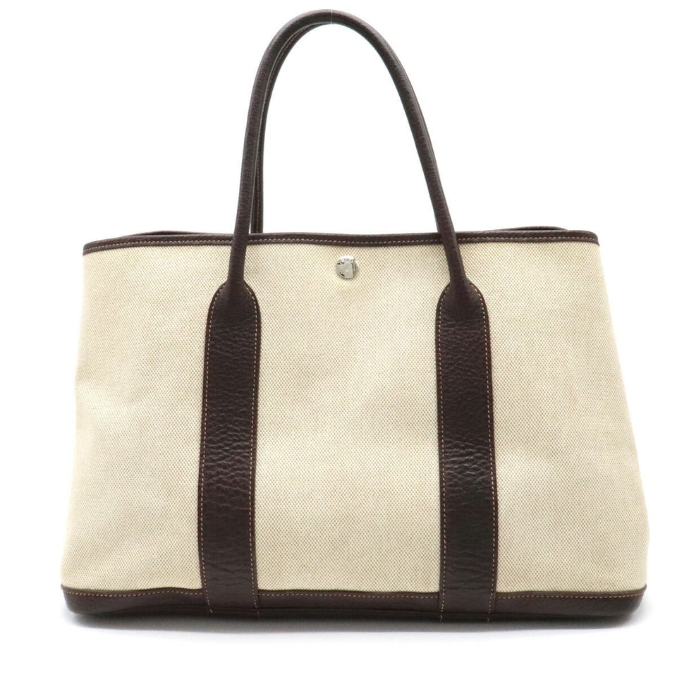 Hermes Garden Party PM Tote Bag Canvas Buffle Leather