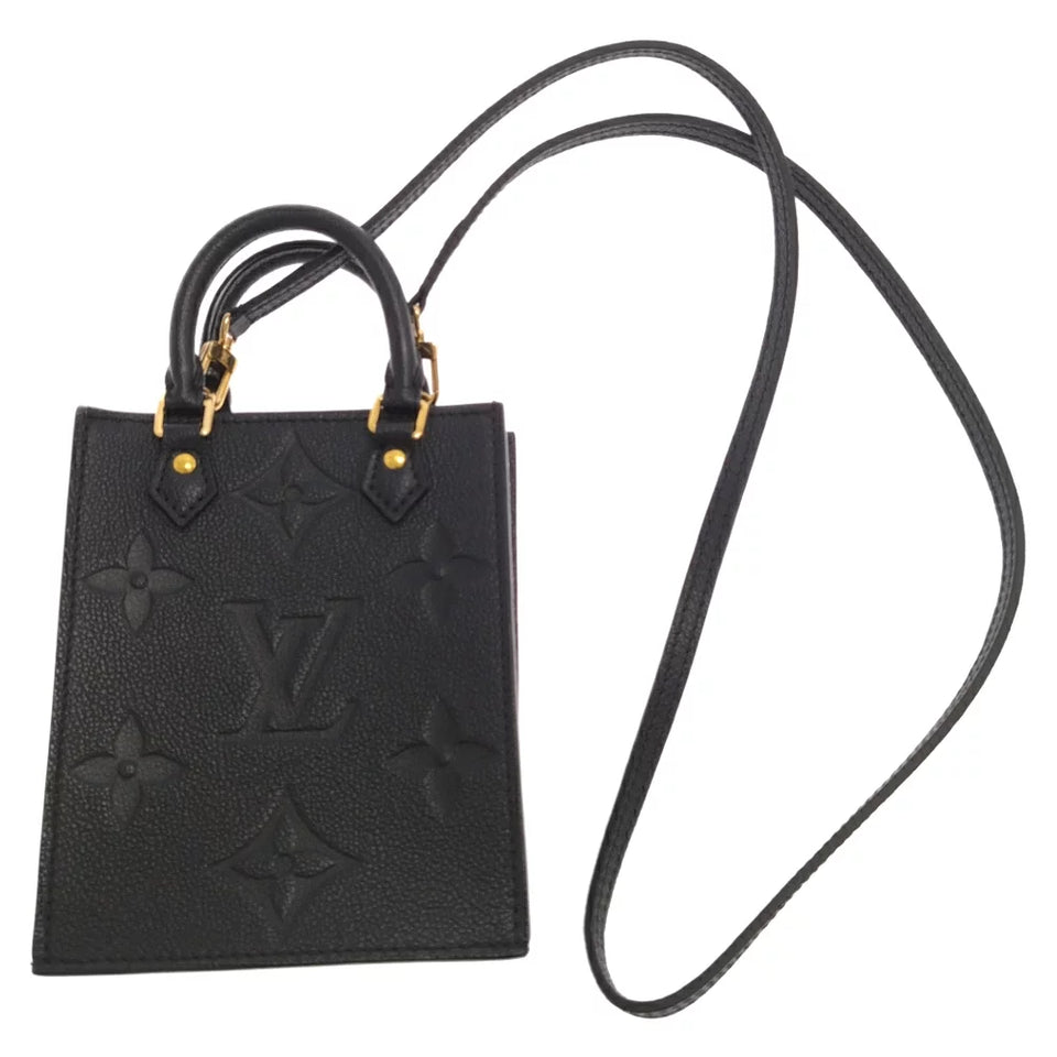 Louis Vuitton Monogram Implant Petite Sac Plat Shoulder Bag Black