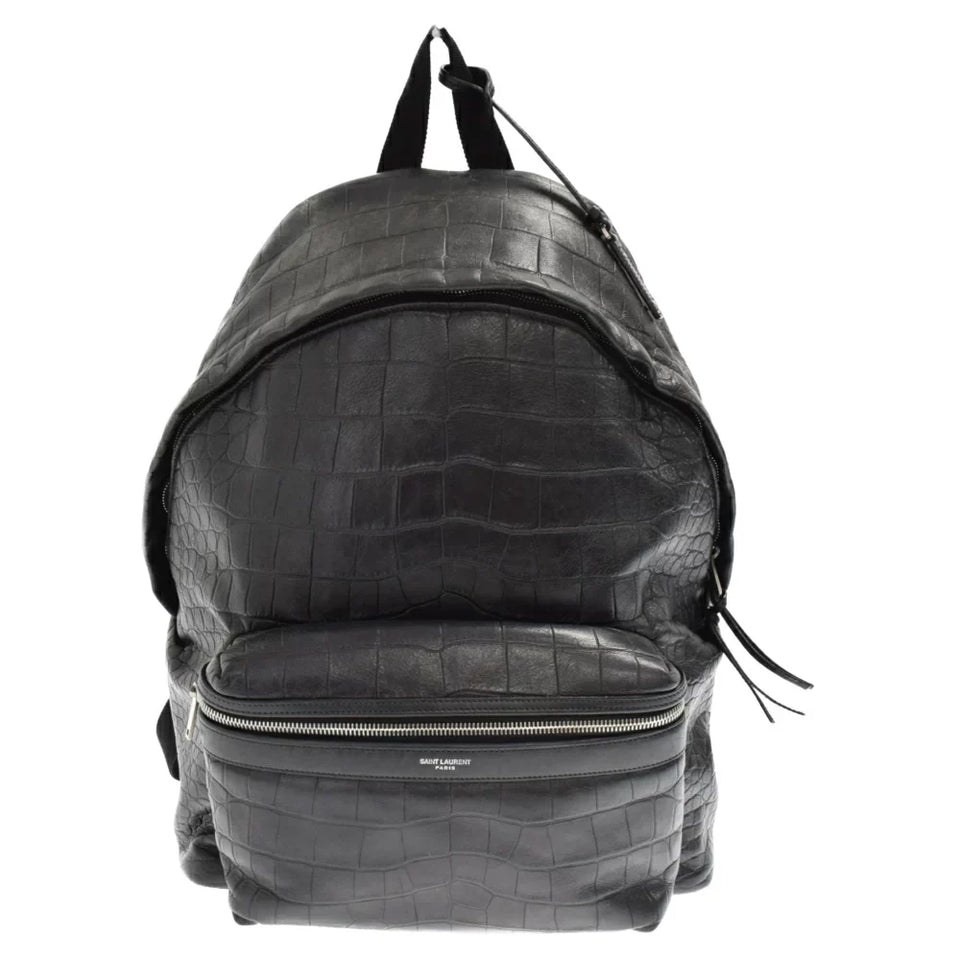 Saint Laurent- Paris Embossed Leather City Backpack Rucksack Black