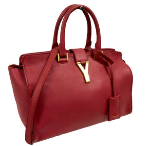 Saint Laurent- Petit Cabas Shoulder Bag Wine Red Gold Metal Fittings