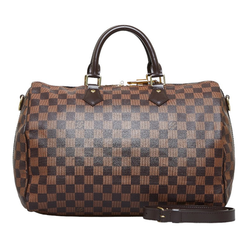 Louis Vuitton Damier Speedy 35 Bandouliere Ebene Brown Leather