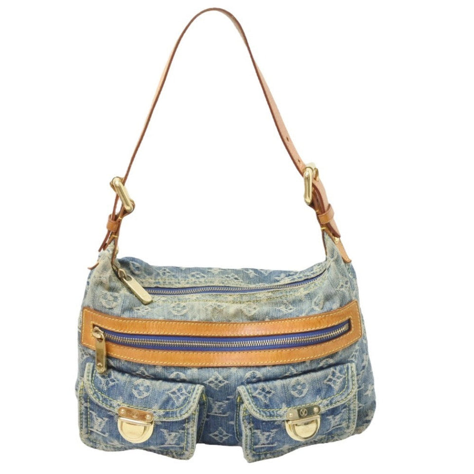 Louis Vuitton Monogram Denim Baggy PM Shoulder Bag Blue