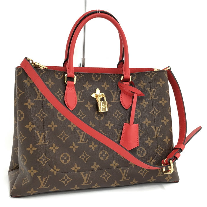 Louis Vuitton Flower Tote Bag 2way Shoulder Bag Monogram Coquelicot