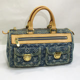 Louis Vuitton Neo Speedy Handbag Mini Boston Bag Monogram Denim Blue