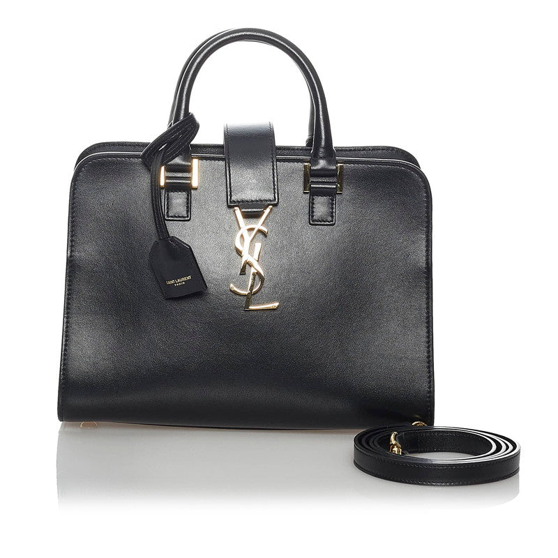 Saint Laurent- Baby Cabas Black Leather Handbag Shoulder Bag