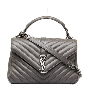 Saint Laurent- Chain Shoulder Bag Handbag Gray Leather