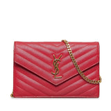 Saint Laurent- Chain Wallet Shoulder Bag Leather Red