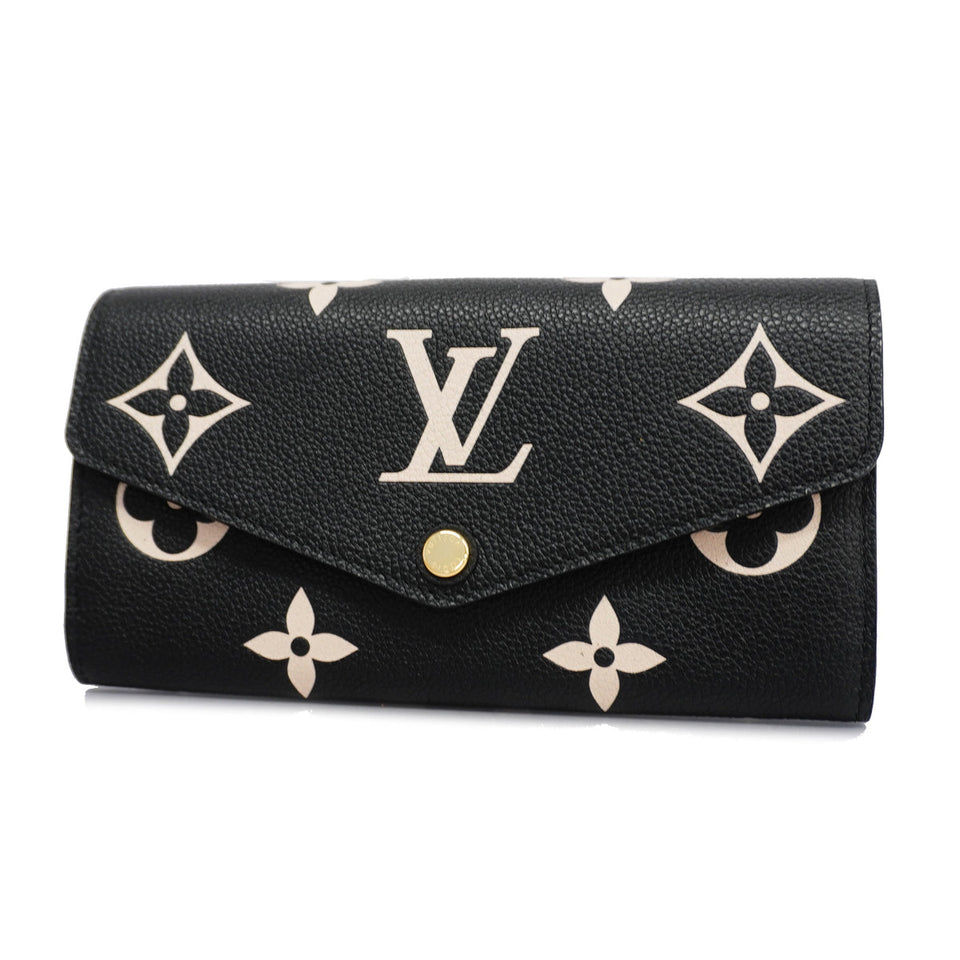 Louis Vuitton Bifold Long Wallet Monogram Implant Portefeuille Sarah Black