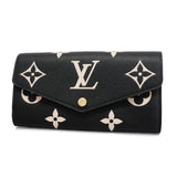 Louis Vuitton Bifold Long Wallet Monogram Implant Portefeuille Sarah Black