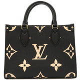 Louis Vuitton 2WAY Bag On The Go PM Tote Shoulder Bag Black x Beige