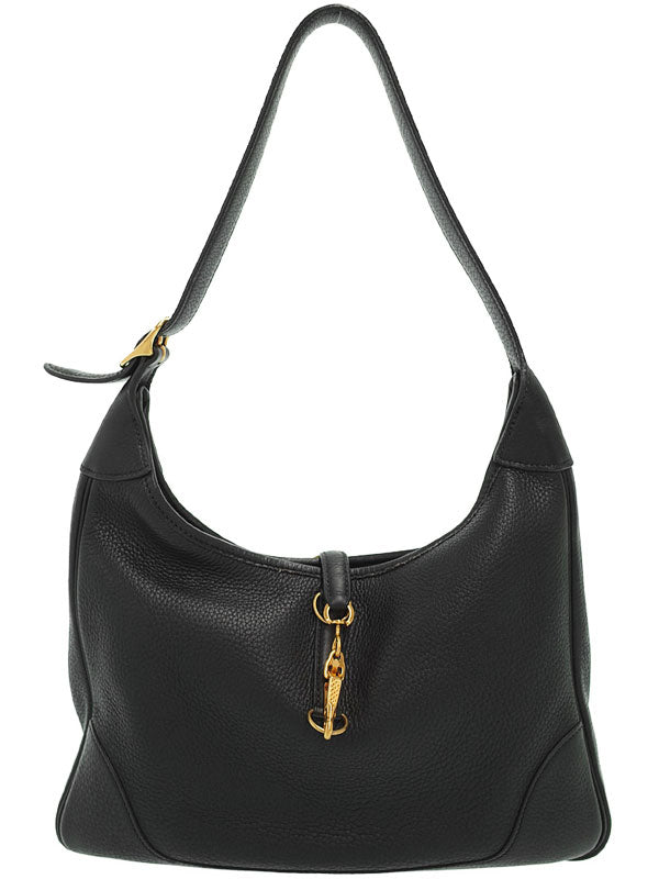 Hermes Trim G Engraved Shoulder Bag Black